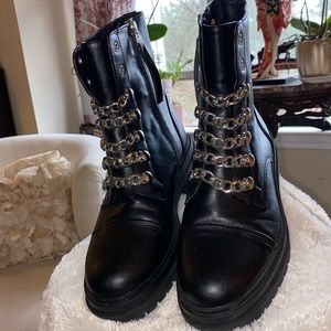 Sam Edelman Circus Black Gili Mid Shaft combat boots